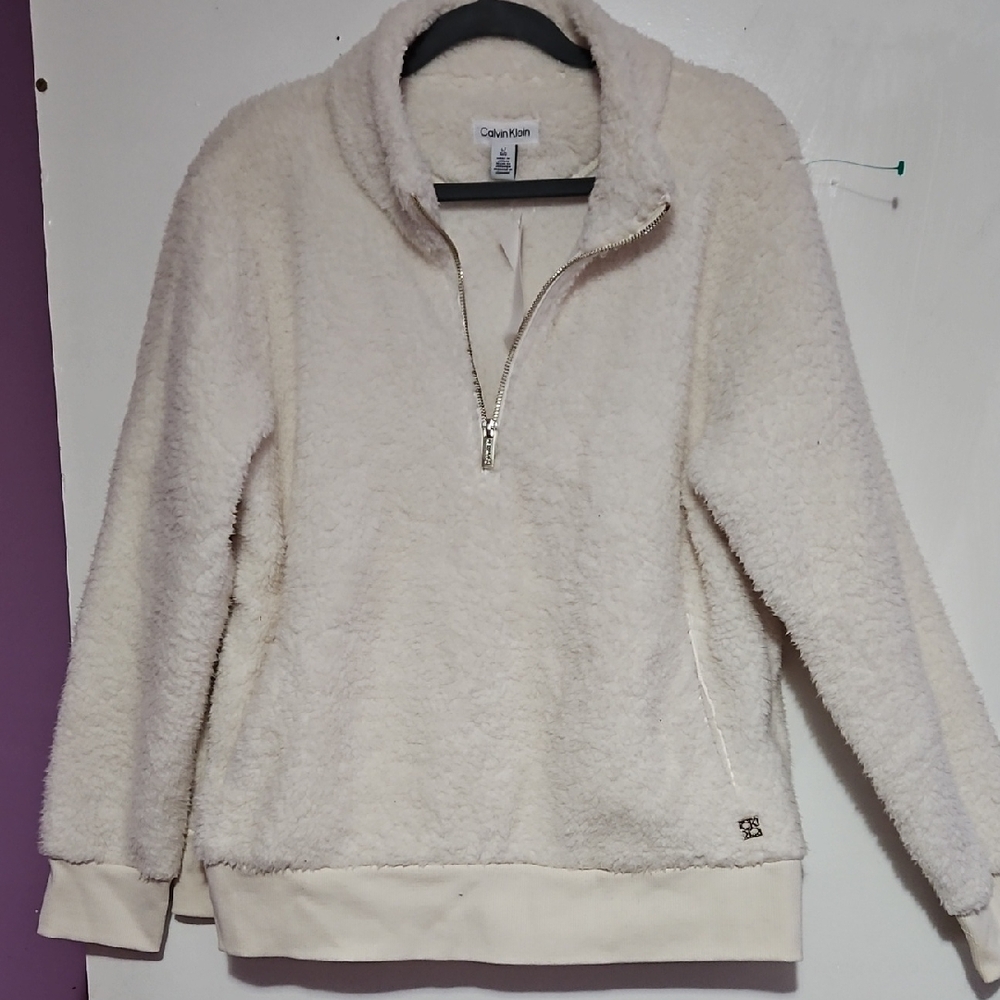 Calvin Klein Cream Fleece Zip-Up